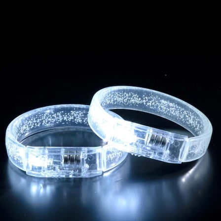 Emin Beyaz-Gümüş Led Işıklı Baskı Yapılabilen Pilli Bileklik Bilezik 1,5 cm Genişlik Najmaddin