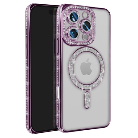 Bez iPhone 16 Pro Max Kılıf Joke Simli Magneticsafe Kılıf - Derin Mor Najmaddin