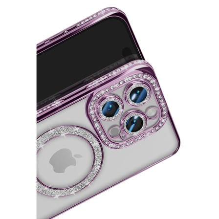 Bez iPhone 16 Pro Max Kılıf Joke Simli Magneticsafe Kılıf - Derin Mor Najmaddin