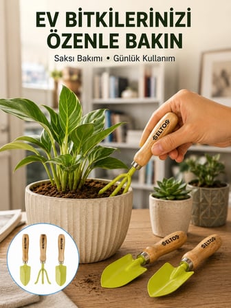 Karg Ahşap Saplı Mini Bahçe El Aleti Seti Saksı Ve Çiçek Bakım Seti Najmaddin