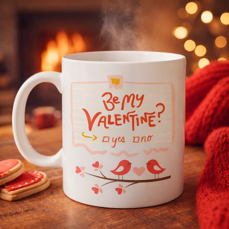 Bez Be My Valentine Porselen Kupa Model 7 - Sevgililer Günü Hediyesi-Aşk Temalı Sevimli Kupa Najmaddin