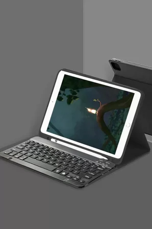 Sh Newface Apple İpad 10.2 (9.nesil) Kılıf Kc01 Smart Klavyeli Tablet Kılıfı - Siyah Najmaddin