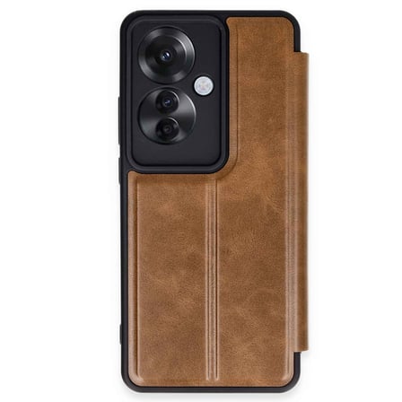 Bez Reno 11F Kılıf Flip Cover - Taba Najmaddin