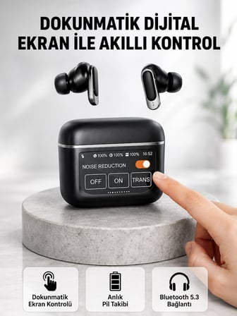 Karg Bluetooth 5.3 Anc Kablosuz Kulaklık – Dokunmatik Kontrol, Dijital Ekran Ve Uzun Pil Ömrü Najmaddin