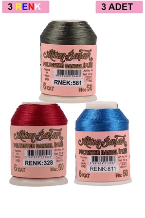 Tedar 3 Adet Altınbaşak Oya ve Dantel İpi 20 gr - Royaleks - No: 328 - 811 - 581 Najmaddin