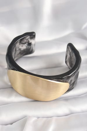 Bez Siyah Mermer Desen Akrilik Plastik Gold Oval Plaka Model Vintage Kadın Bilezik Najmaddin