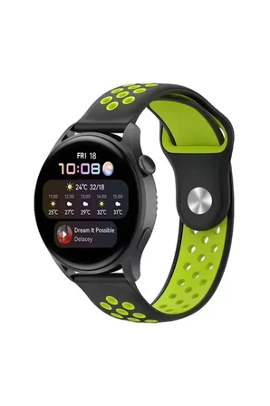 Sh Newface Watch 20mm Spor Delikli Kordon - Siyah-yeşil Najmaddin