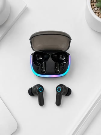 Mey Mey İthalat Bluetooth 5.4 TWS Kablosuz Kulaklık Quad ENC Mikrofonlu RGB Şarj Kutulu HD Ses Najmaddin