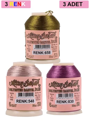 Tedar 3 Adet Altınbaşak Oya ve Dantel İpi 20 gr - Royaleks - No: 548 - 830 - 658 Najmaddin