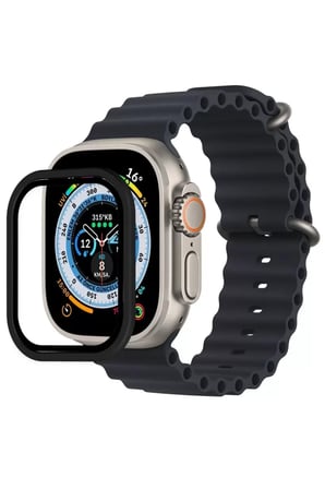 Sh Newface Apple Watch Ultra 49mm Alüminyum Kasa Cam Ekran Koruyucu - Siyah Najmaddin