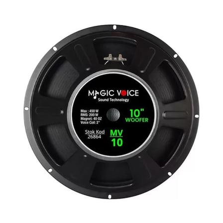 Sh Magicvoice Mv-10 maks. 450 Watt / Rms 200 Watt 10” Siyah 25 cm Woofer Yedek Hoparlör Najmaddin