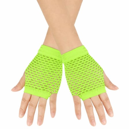 MEPA Najmaddin 80’ler 90’lar Retro Neon Yeşil File Parmaksız Kısa Eldiven 11 Cm Najmaddin