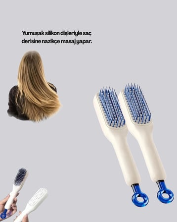 Mey Mey İthalat Otomatik Temizlemeli Saç Fırçası – Ergonomik Tasarım, Masaj Etkili, Elektriklenmeyi Önleyici Najmaddin