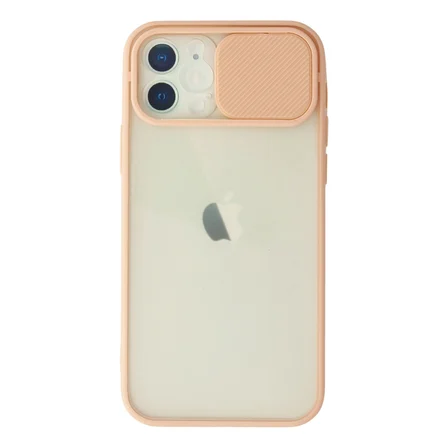 Bez iPhone 12 Kılıf Palm Buzlu Kamera Sürgülü Silikon - Pembe Najmaddin