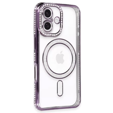 Sh Apple İphone 16 Kılıf Joke Simli Magneticsafe Kılıf - Derin Mor Najmaddin