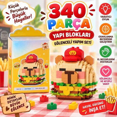 Ticaret LZ-8875 HAMBURGER MODEL 340 PARÇA BLOCK OYUNCAK Najmaddin