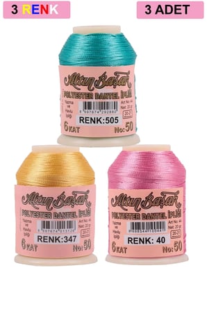 Tedar 3 Adet Altınbaşak Oya ve Dantel İpi 20 gr - Royaleks - No: 347 - 040 - 505 Najmaddin