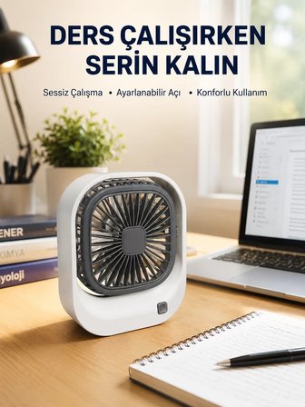 Hepsi Şarjlı Masaüstü Fan 3 Kademeli Güçlü Hava Akışı Najmaddin