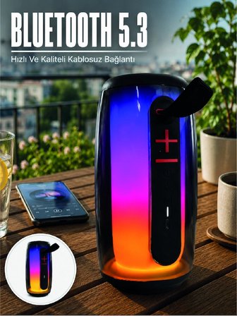 Mey Mey İthalat Kablosuz Bluetooth Hoparlör RGB Ambiyans Işıklı USB ve TF Kart Destekli Najmaddin