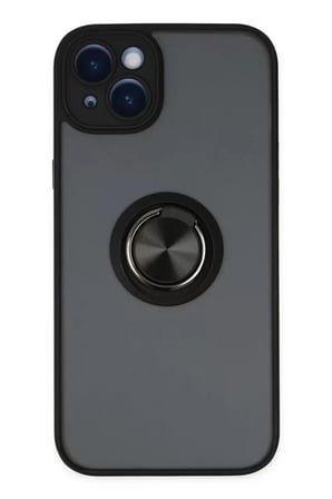 Sh Newface Apple İphone 14 Kılıf Montreal Yüzüklü Silikon Kapak - Siyah Najmaddin