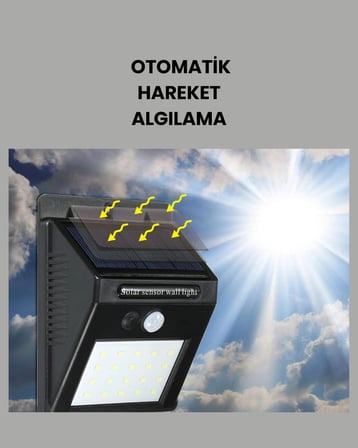 Mey Mey İthalat Su Geçirmez IP65 20 LED Solar Sensörlü Bahçe ve Veranda Aydınlatma Yeni Nesil Najmaddin