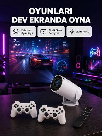 Mey Mey İthalat 4K Wi-Fi 6 Projeksiyon Cihazı – 10.000+ Oyun Desteği, Kablosuz Bağlantı ve Çoklu Giriş Portları Yeni Nesil Najmaddin
