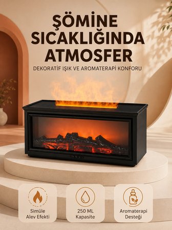 Mey Mey İthalat Alev Efektli Aroma Yayıcı Hava Nemlendirici Uzaktan Kumandalı Gece Lambası Najmaddin