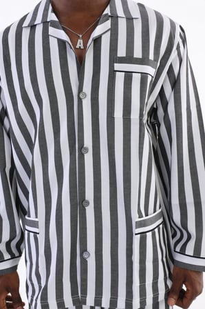 Beru 4007 Uzun Kol Çizgili Gaffur Erkek  Pijama Takım Najmaddin