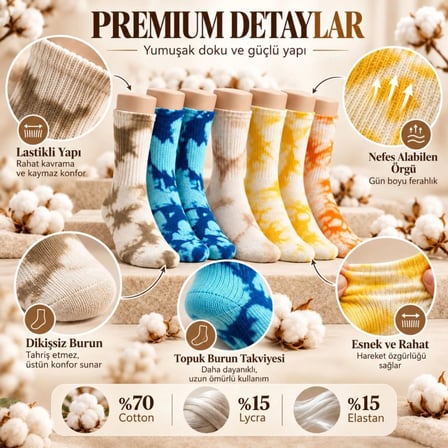 Beru Unisex Batik Desenli Çorap 5'li Set Pamuklu Renkli Uzun Soket Dikişsiz Nefes Alan Günlük Spor Çorabı Najmaddin