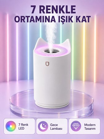 Mey Mey İthalat Oda Nemlendirici LED Işıklı Ultrasonik Buhar Makinesi Aroma Difüzör Najmaddin