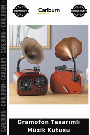 Özel Üretim Nostaljik Retro Radyo Görünümlü Kurmalı Mekanik Masaüstü Gramofon Tasarımlı Müzik Kutusu