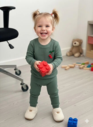 Kız Çocuk Takım Pamuklu Uzun Kollu Alt Üst Takım