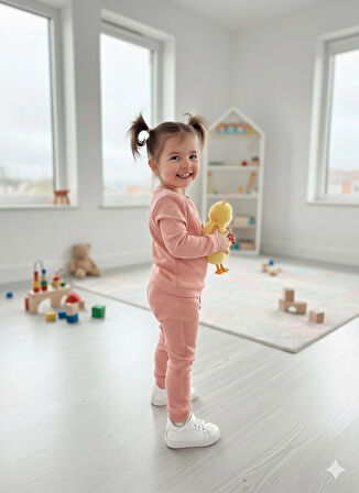 Kız Çocuk Takım Pamuklu Uzun Kollu Alt Üst Takım