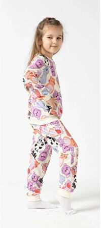 Kız çocuk baskılı mevsimlik alt üst takım