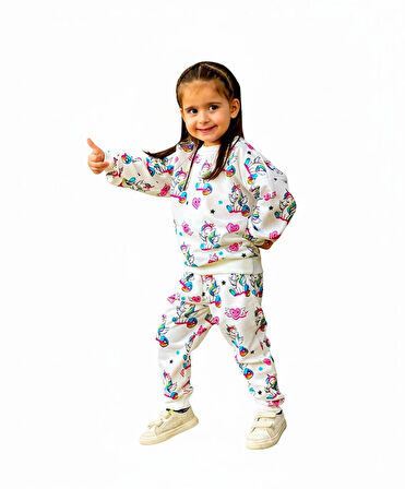 Kız çocuk baskılı mevsimlik alt üst takım