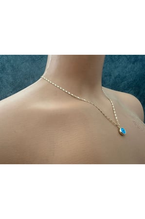 Nazar Boncuklu Gold Renk Zincirli Kolye