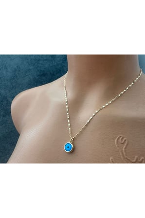 Nazar Boncuklu Gold Renk Zincirli Kolye