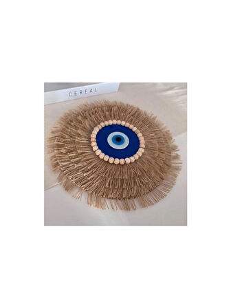 Nazar Boncuklu Duvar Süsü Rafya