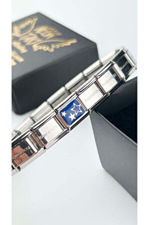 Yıldız, İtalyan Nom Bileklik için Çelik Charm, Gümüş Renk (BİLEKLİK DAHİL DEĞİLDİR!!)