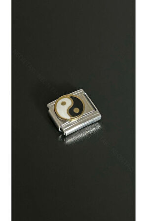 Yin Yang, İtalyan Nom Bileklik için Çelik Charm 12, Gümüş Renk (BİLEKLİK DAHİL DEĞİLDİR!!)