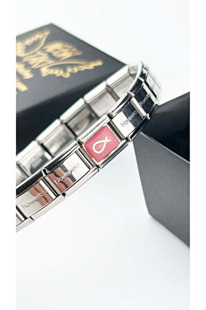 Kurdela, İtalyan Nom Bileklik için Çelik Charm 13, Gümüş Renk (BİLEKLİK DAHİL DEĞİLDİR!!)