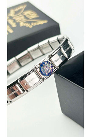 Boğa Burcu, İtalyan Nom Bileklik için Çelik Charm 23, Kasa Gümüş Renk (BİLEKLİK DAHİL DEĞİLDİR!!)