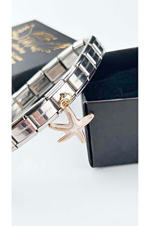 Deniz Yıldızı, İtalyan Nom Bileklik için Çelik Charm 31, Gümüş Renk (BİLEKLİK DAHİL DEĞİLDİR!!)