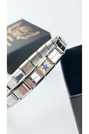 Yıldız, İtalyan Nom Bileklik için Çelik Charm 32, Gümüş Renk (BİLEKLİK DAHİL DEĞİLDİR!!)