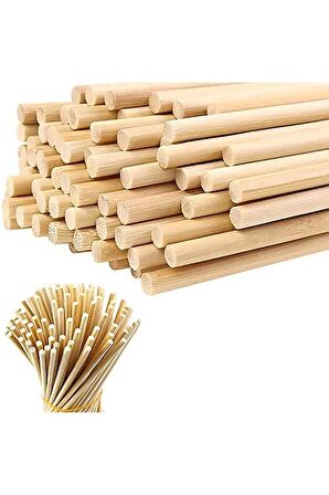 Ahşap Bambu Silindir Maket Çubukları 5 Mm 11-12 Cm 200 Adet