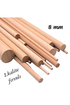 Ahşap Kavale 1.kalite Çubuk Çıta Kavela Yivsiz Kayın 8 Mm 50 Cm 15 Adet