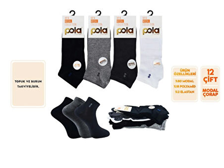 Pola modal erkek yazlık patik 12 adet