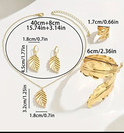 🟡 Retro Altın Renk Takı Seti (Bilezik + Küpe + Kolye)