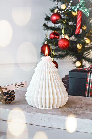 Büyük Boy Tasarım Yıl Başı Çam Ağacı Soya Wax Mum