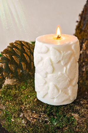Kelebek Desenli Soya Wax Baton Mum
